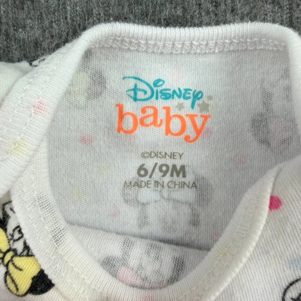 Disney Baby Minnie Mouse Polka Dot‎ Bodysuit 6/9M White Short Sleeve